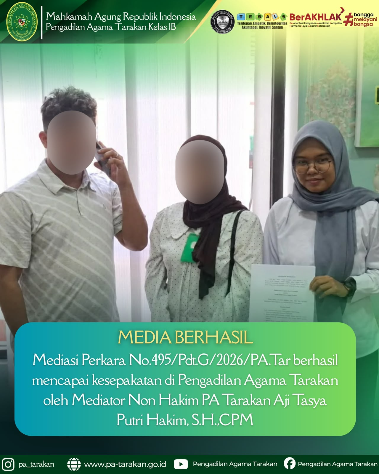 Keberhasilan Mediasi Perkara Nomor 495/Pdt.G/2026/PA.Tar